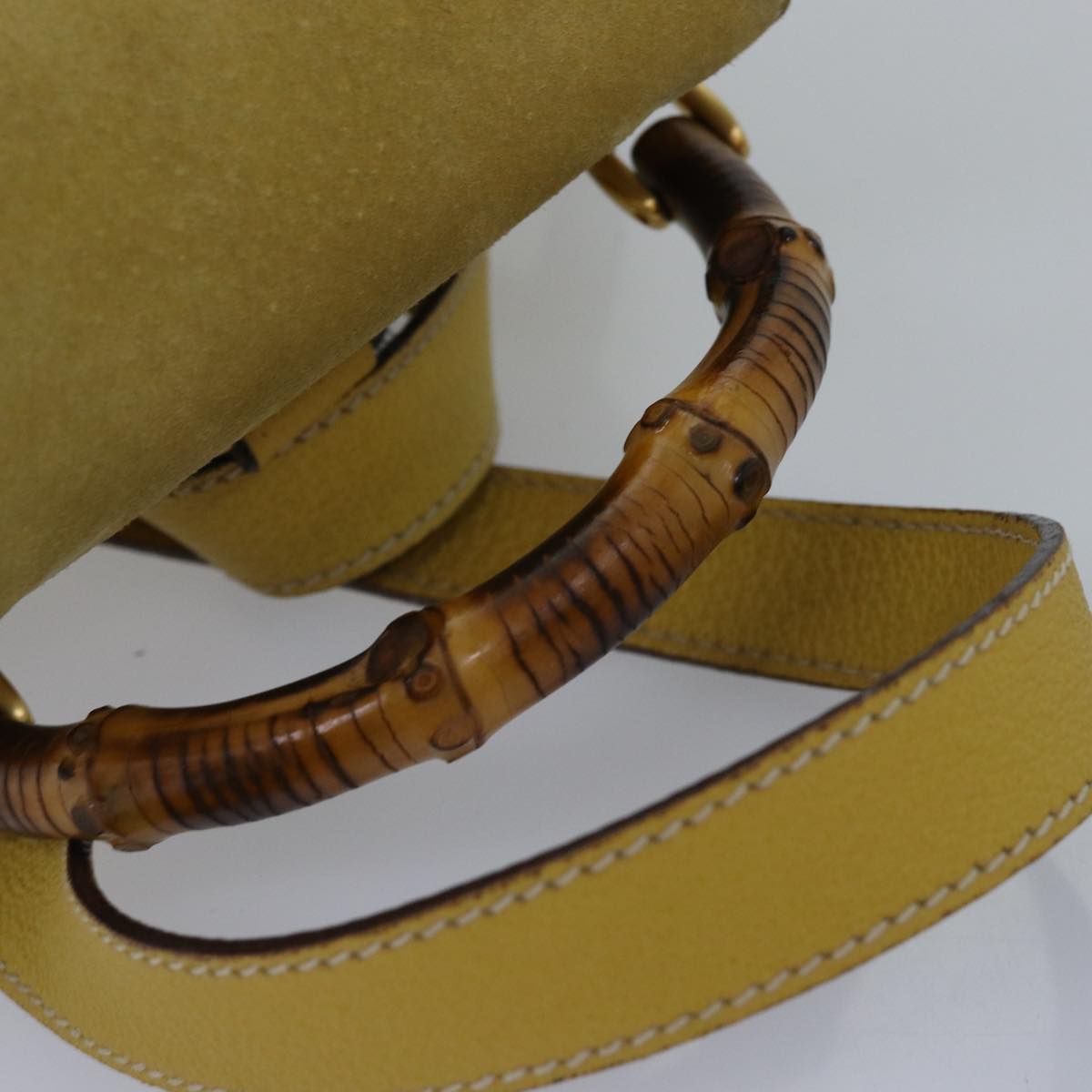 GUCCI Bamboo Backpack Suede Leather Yellow 003 2058 0030 76895