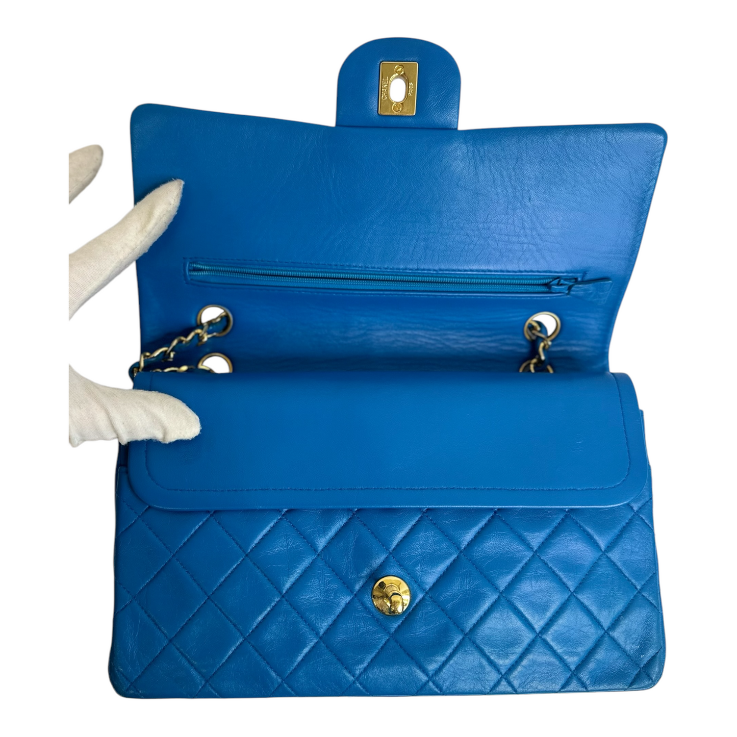 Chanel Blue Medium Classic Lambskin Double Flap