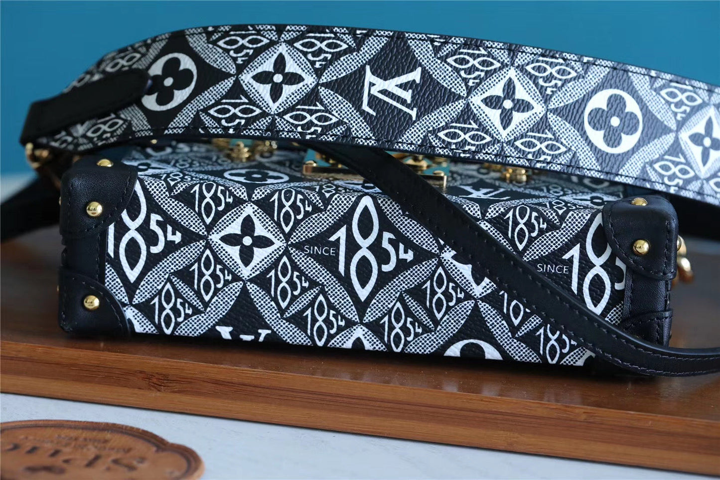 LV Petite Malle Jacquard SinGLAMI 1854 Black For Women, WomenÃ¢â‚¬â„¢s Handbags, Shoulder Bags And Crossbody Bags 7.5in/19cm LV