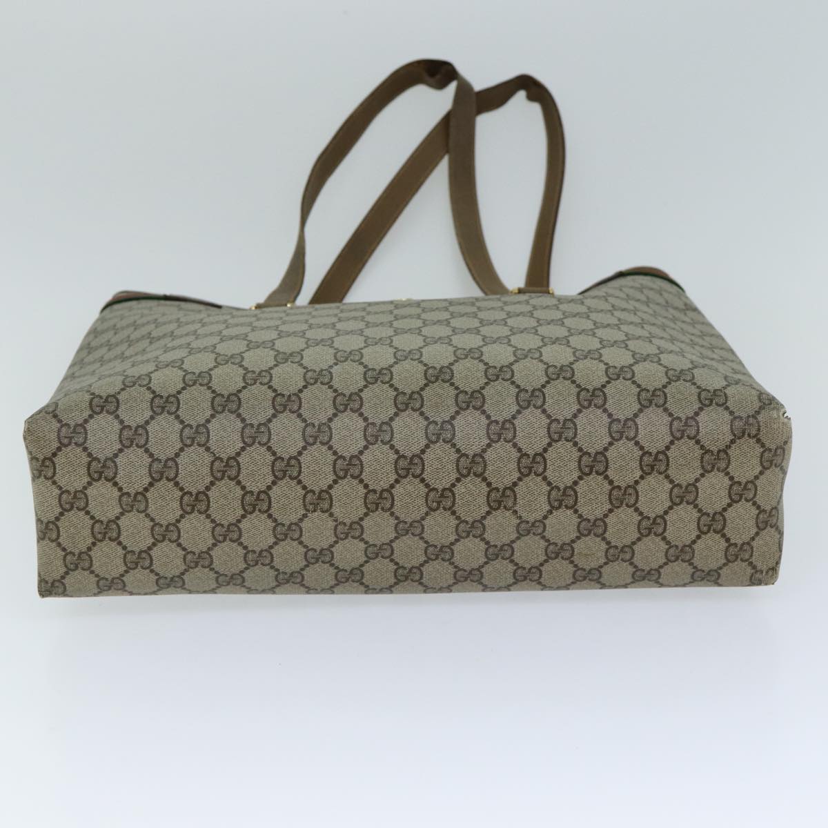 GUCCI GG Supreme Web Sherry Line Tote Bag PVC Beige Red 39 02 091 77021