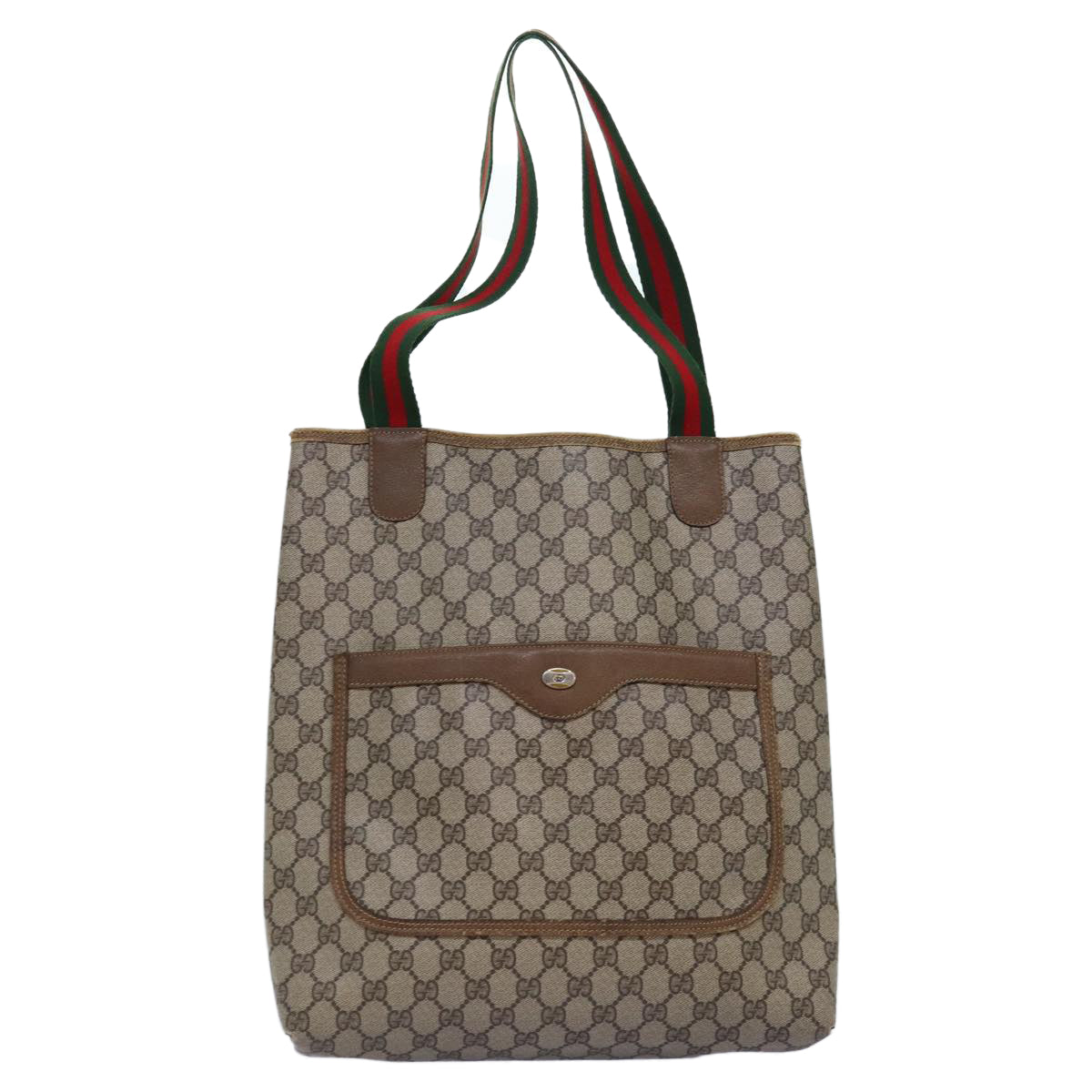 GUCCI GG Supreme Web Sherry Line Tote Bag PVC Beige Red 39 02 003 77025