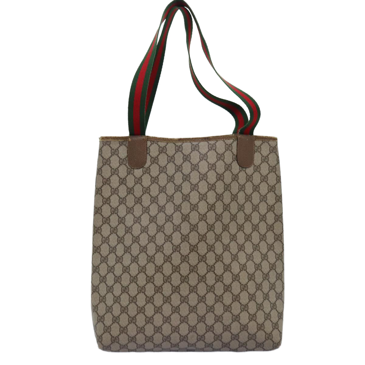 GUCCI GG Supreme Web Sherry Line Tote Bag PVC Beige Red 39 02 003 77025