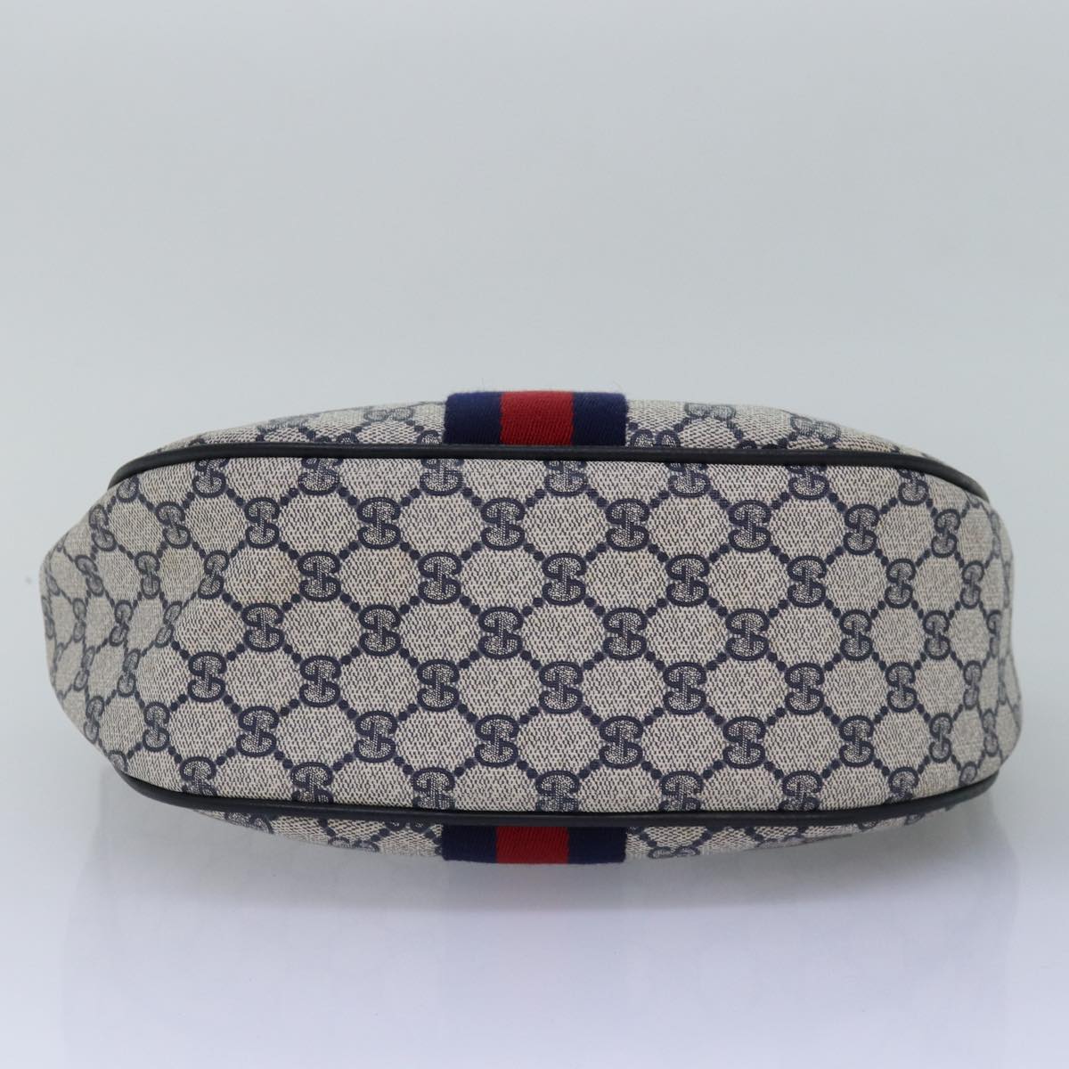 GUCCI GG Supreme Sherry Line Shoulder Bag PVC Navy Red 10 01 3840 77027