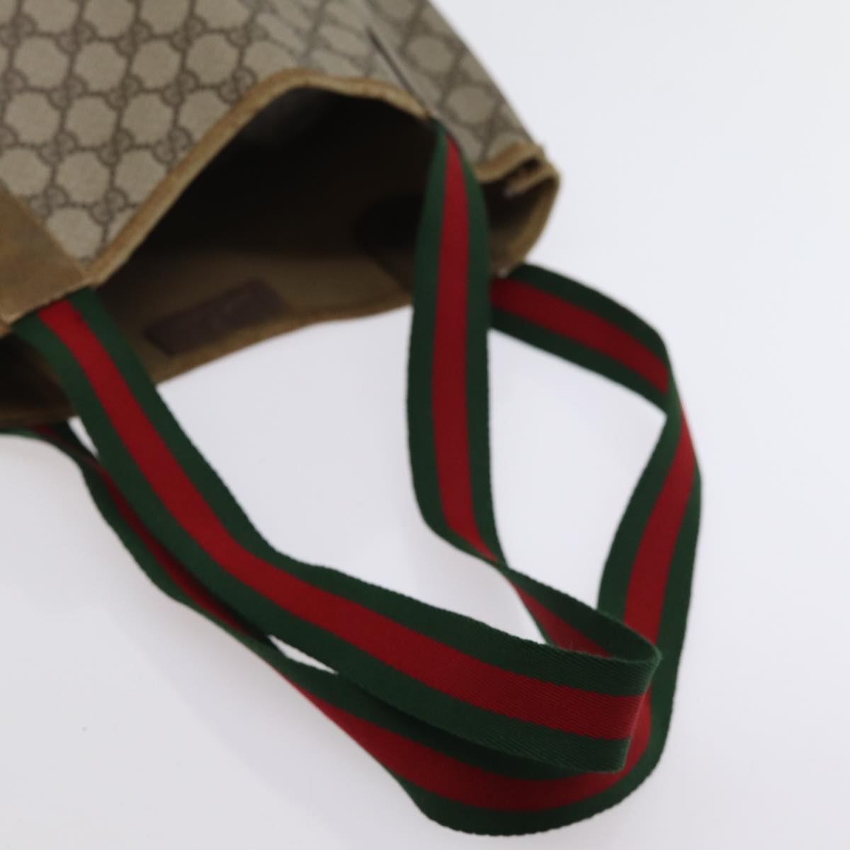 GUCCI GG Supreme Web Sherry Line Tote Bag PVC Beige Red 39 02 003 77093