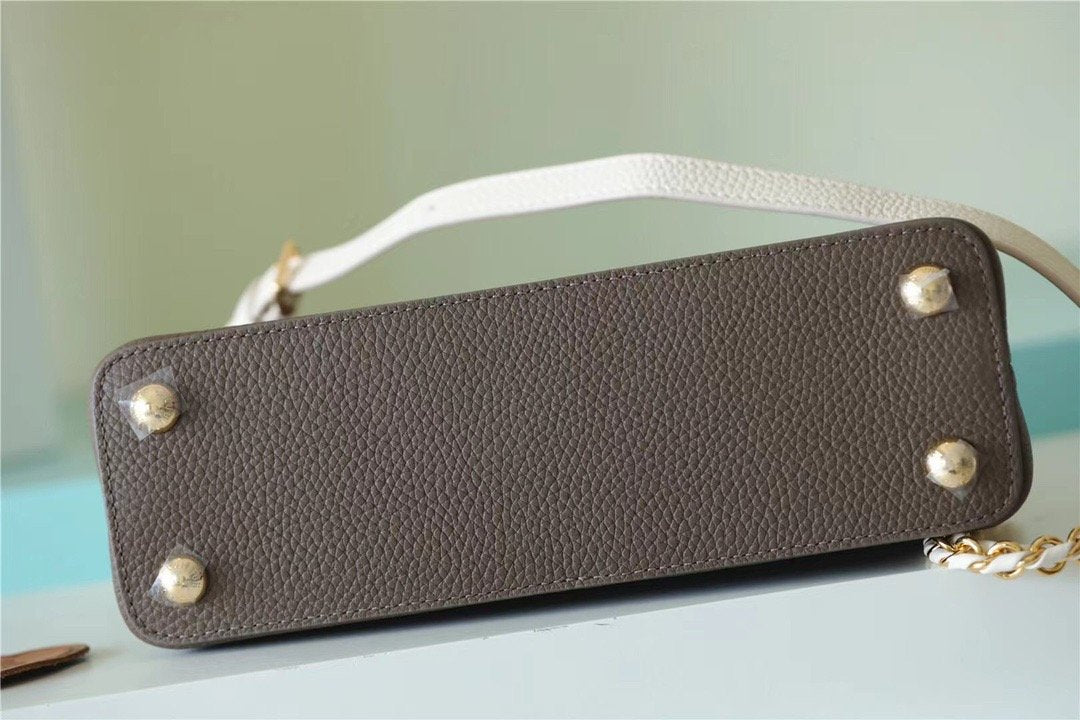 LV Capucines GLAMI Taurillon Smokey Brown Green/ Creme/ Pink For Women,  Shoulder And Crossbody Bags 27cm/10.6in LV M59516