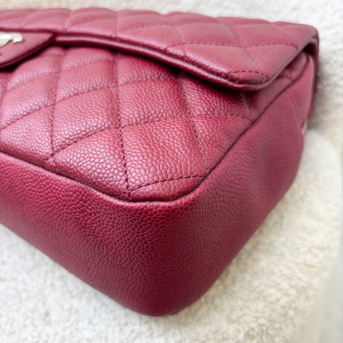 GLM-Easy Caviar Jumbo Flap Bag in Dark Red Caviar and SHW (Model: A67742)