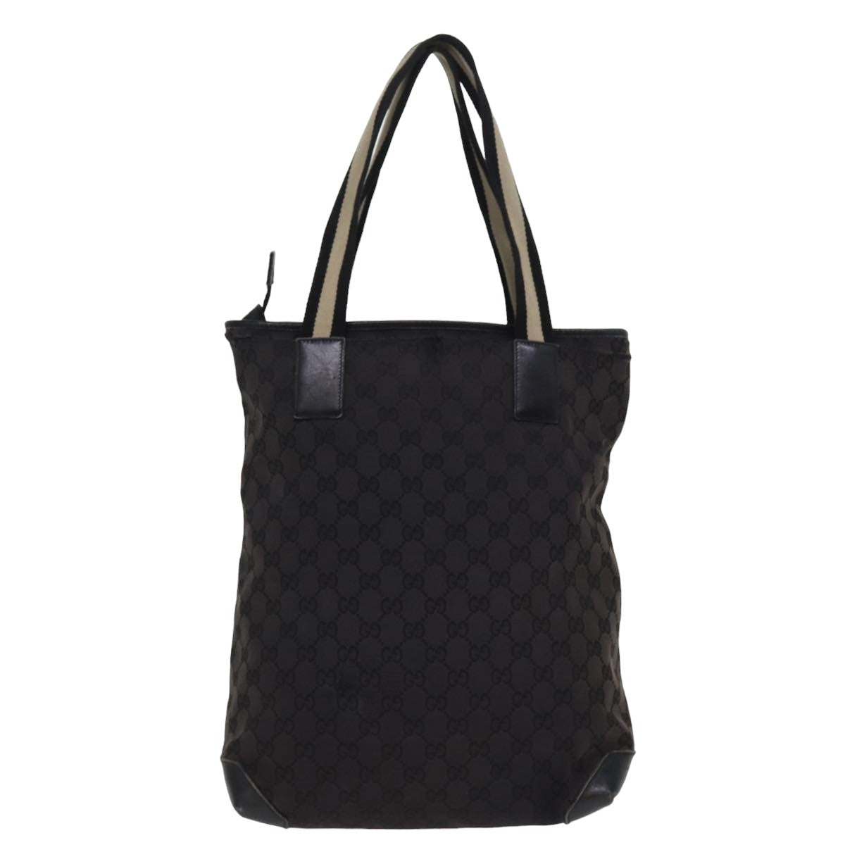 GUCCI GG Canvas Sherry Line Tote Bag White Black 019 0401 1956 77243