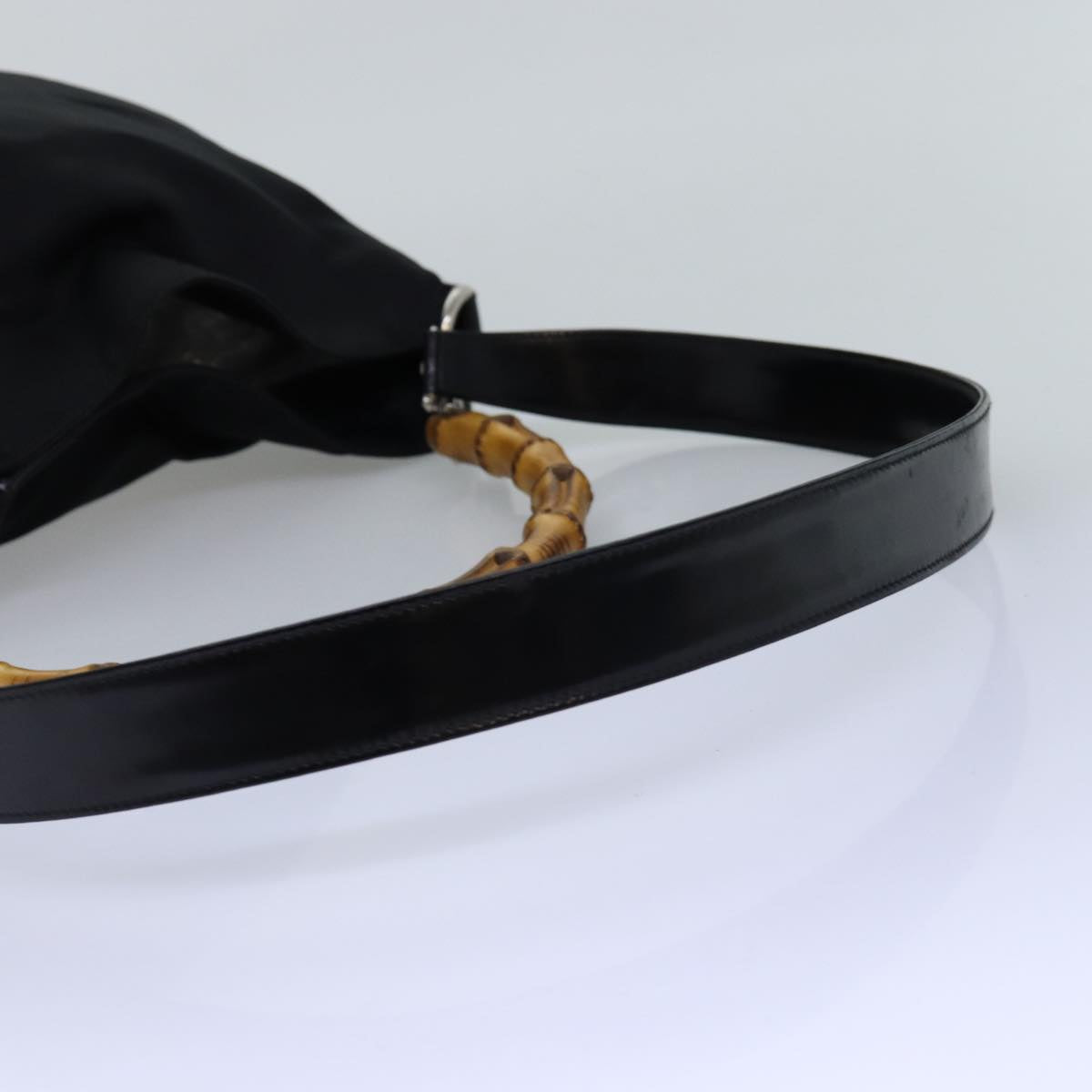 GUCCI Bamboo Hand Bag Nylon 2way Black 001 1998 1577 77365