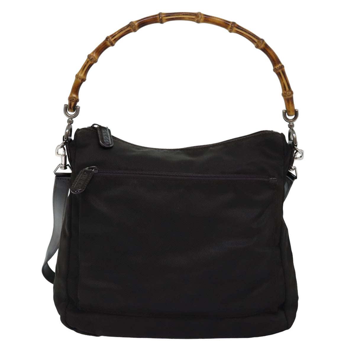 GUCCI Bamboo Hand Bag Nylon 2way Khaki 000 2404 0509 77366