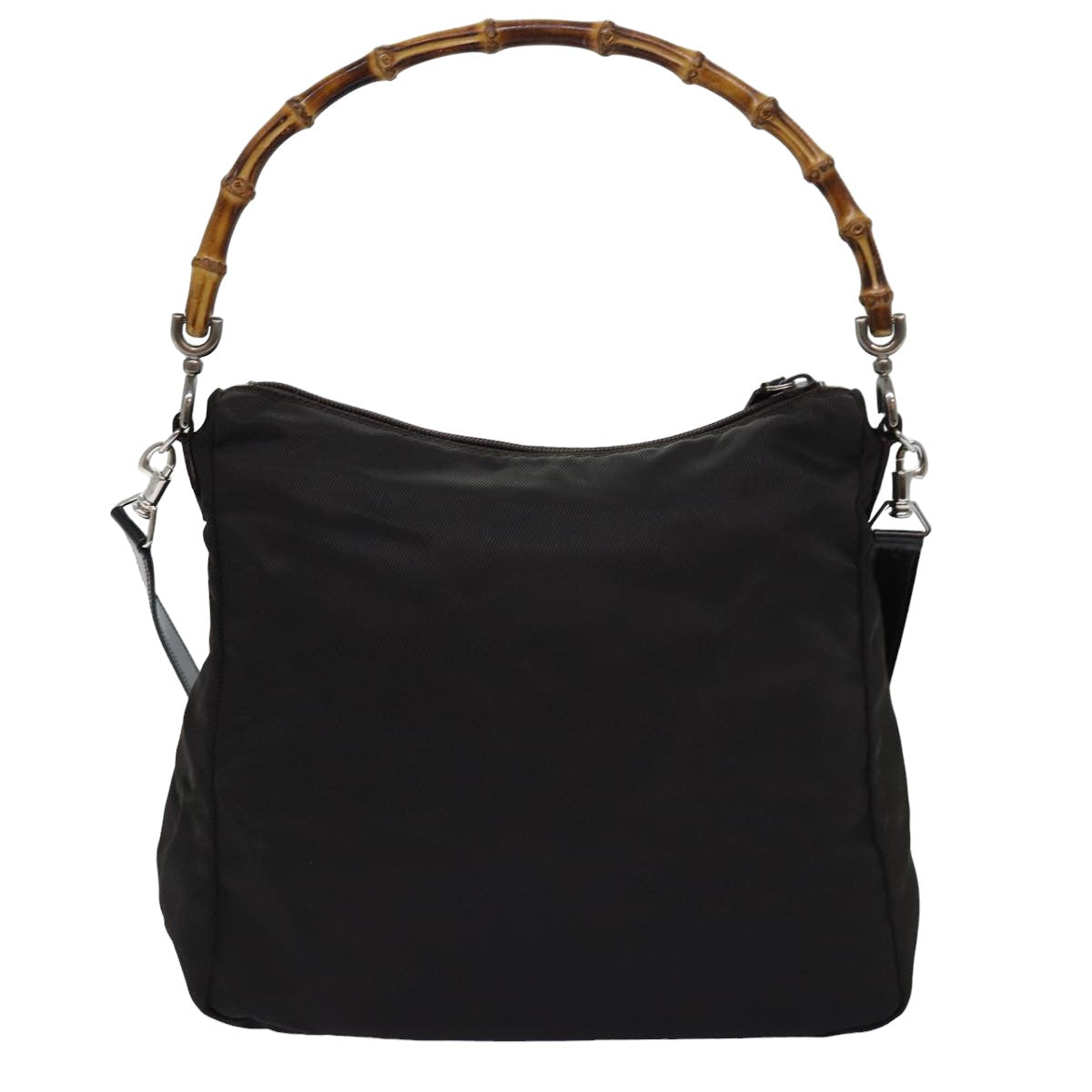 GUCCI Bamboo Hand Bag Nylon 2way Khaki 000 2404 0509 77366