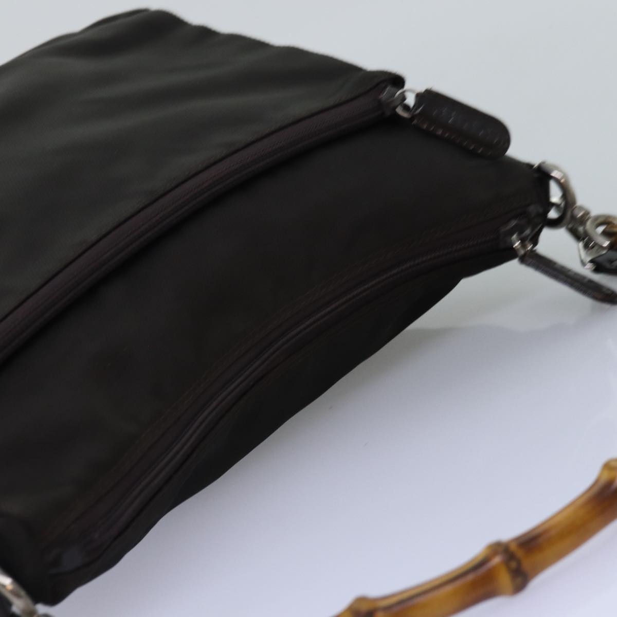 GUCCI Bamboo Hand Bag Nylon 2way Khaki 000 2404 0509 77366
