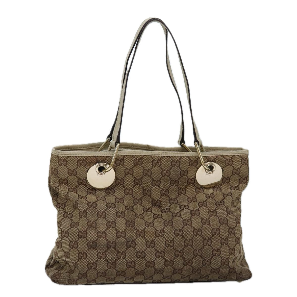 GUCCI GG Canvas Shoulder Bag Beige 120837 77373