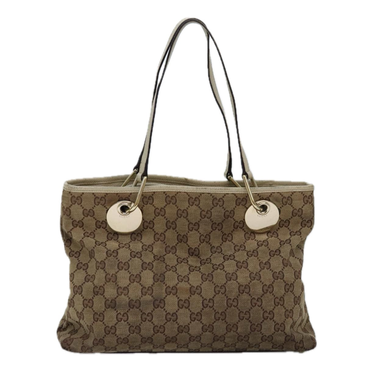 GUCCI GG Canvas Shoulder Bag Beige 120837 77373