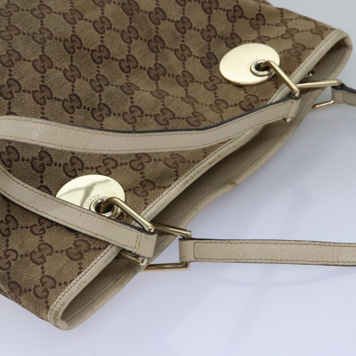 GUCCI GG Canvas Shoulder Bag Beige 120837 77373
