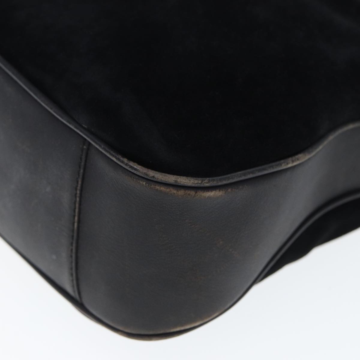 GUCCI Bamboo Hand Bag Suede Leather Black 001 3444 1638 77397