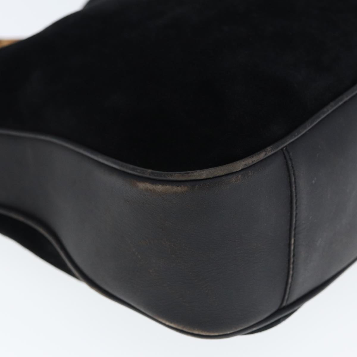 GUCCI Bamboo Hand Bag Suede Leather Black 001 3444 1638 77397