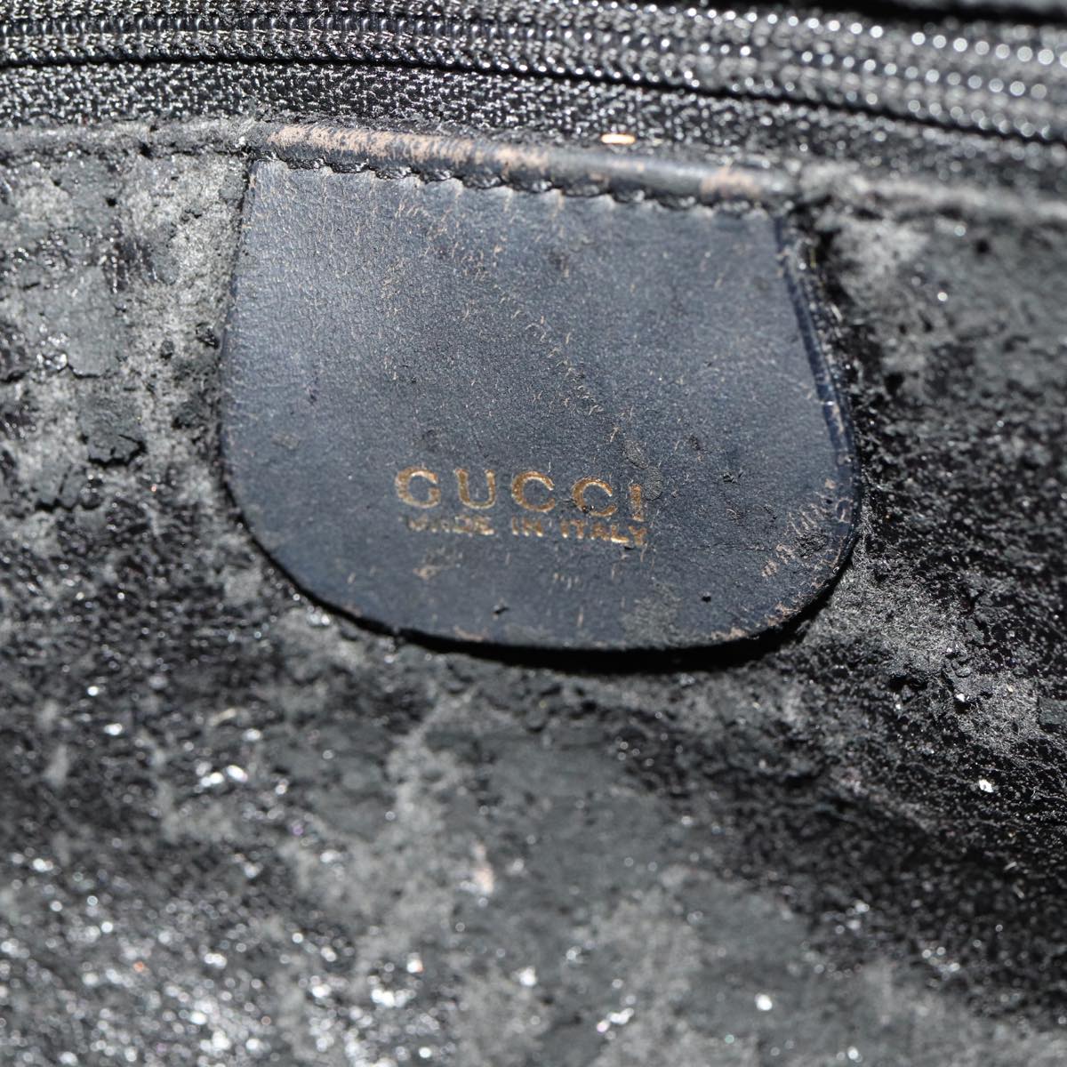 GUCCI Bamboo Hand Bag Suede Leather Black 001 3444 1638 77397