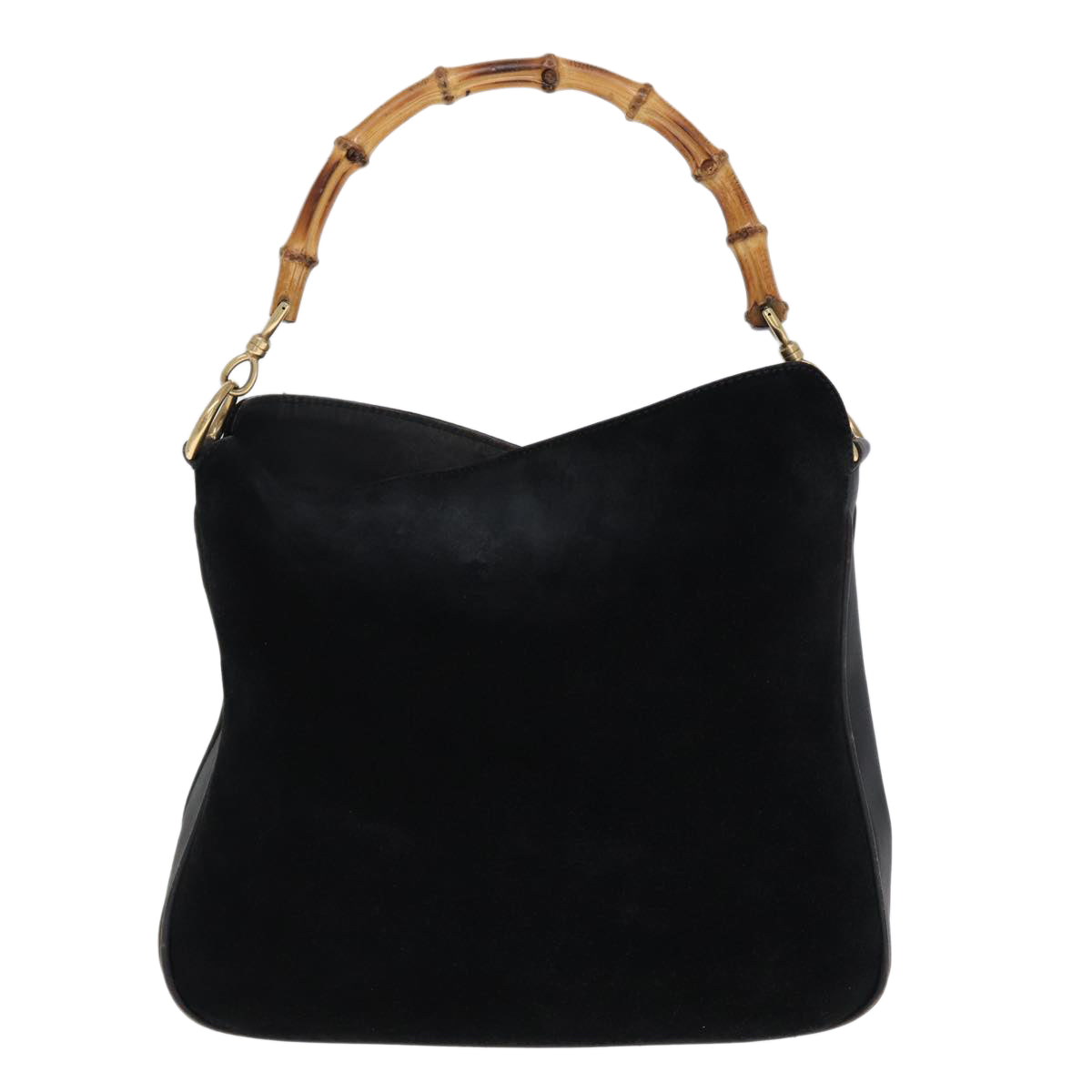 GUCCI Bamboo Hand Bag Suede Leather Black 001 3444 1638 77397