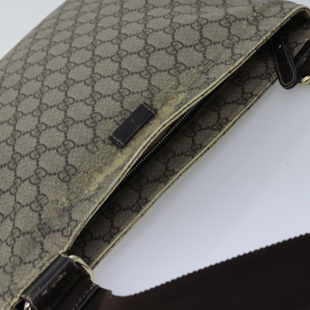 GUCCI GG Supreme Shoulder Bag PVC Leather Beige 201446 77399