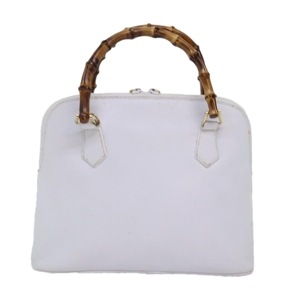 GUCCI Bamboo Hand Bag Outlet Leather White 000 1046 0290 77455