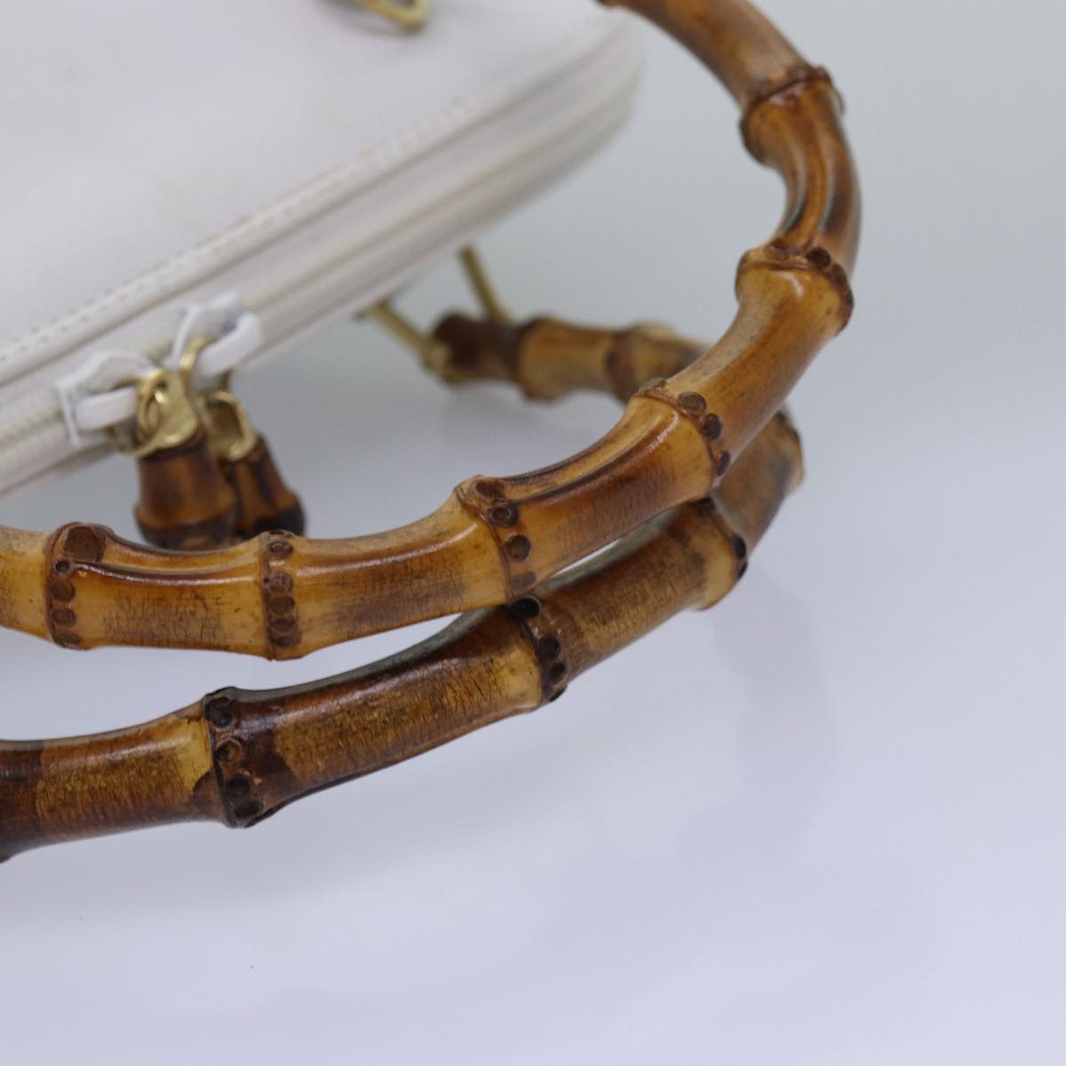 GUCCI Bamboo Hand Bag Outlet Leather White 000 1046 0290 77455