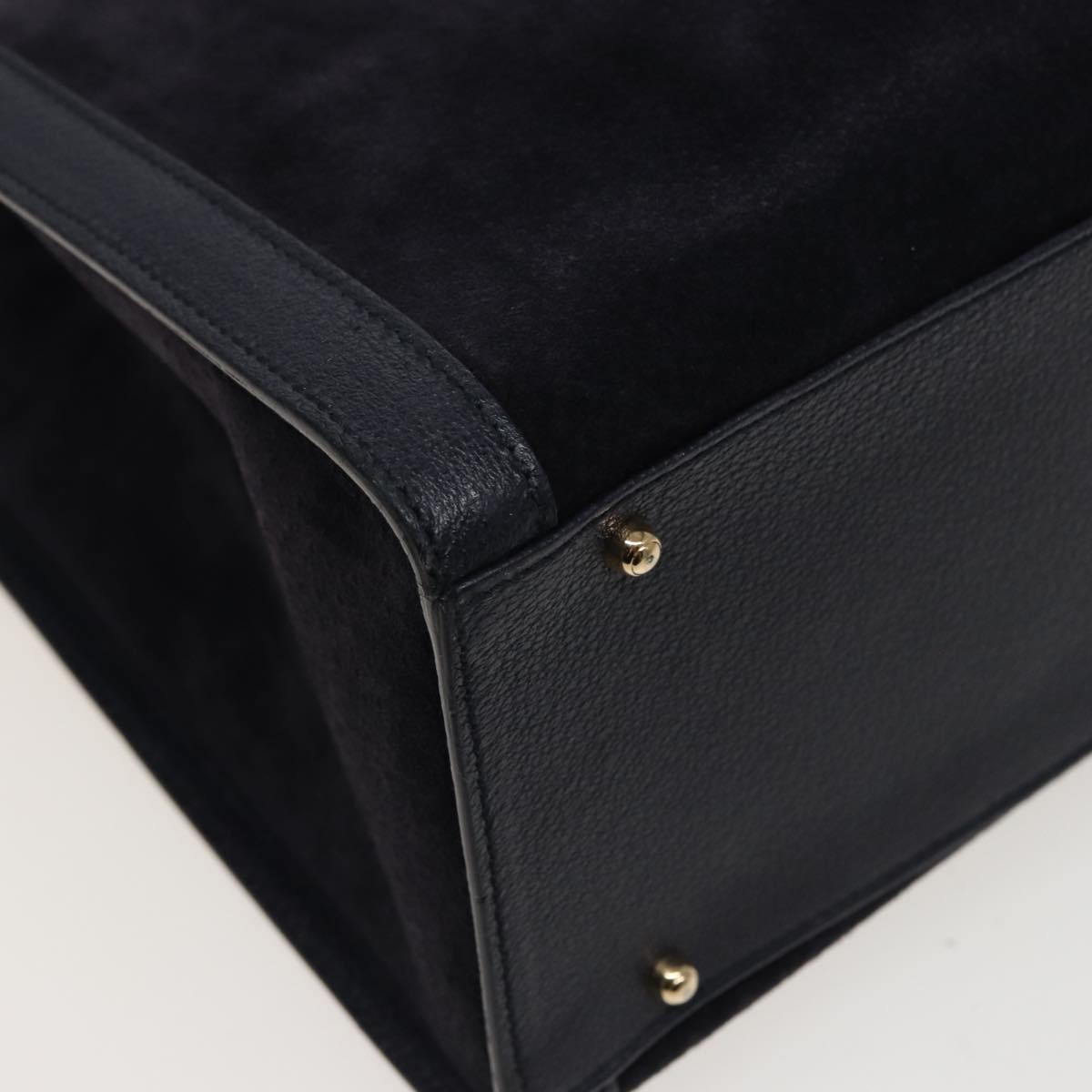 GUCCI Bamboo Tote Bag Suede Navy 002 0260 2615 77479
