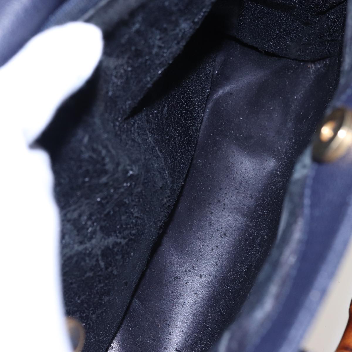 GUCCI Bamboo Tote Bag Suede Navy 002 0260 2615 77479