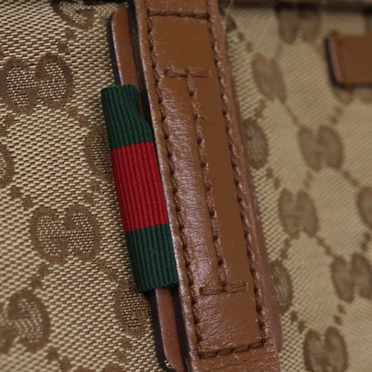 GUCCI GG Canvas Web Sherry Line Tote Bag Beige Red Green 308928 77492