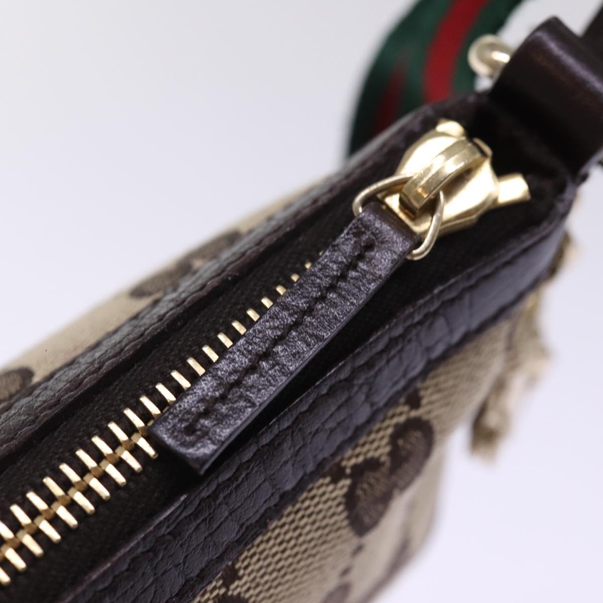GUCCI GG Canvas Web Sherry Line Pouch Beige Red Green 152507 77633
