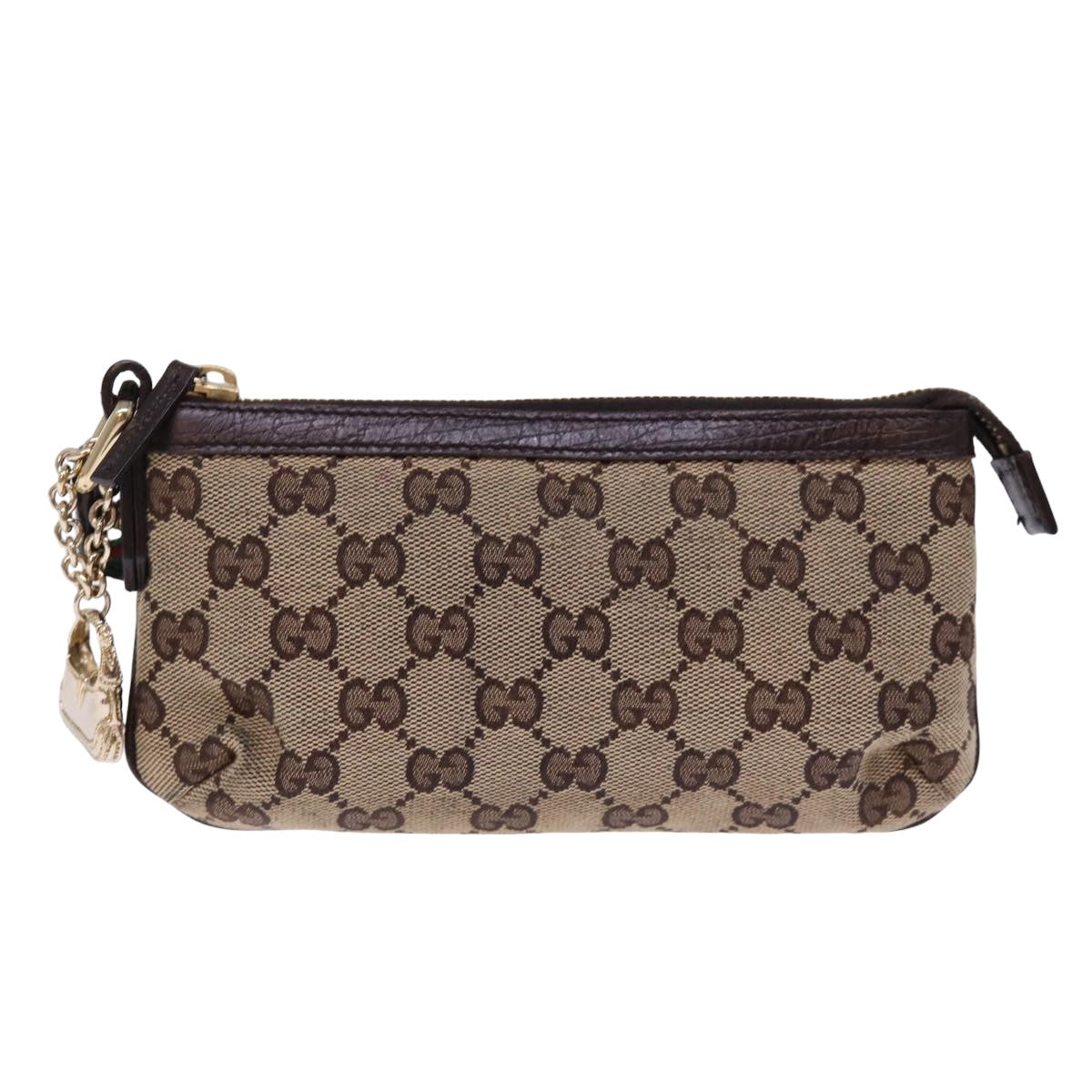 GUCCI GG Canvas Web Sherry Line Pouch Beige Red Green 152507 77633