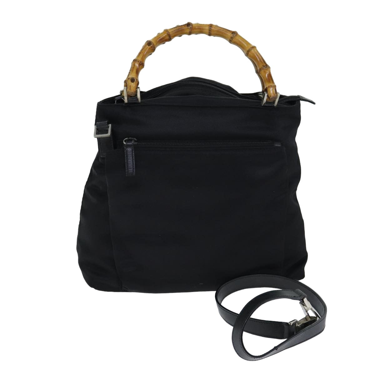 GUCCI Bamboo Hand Bag Nylon 2way Brown 002 2058 0508 5 77653