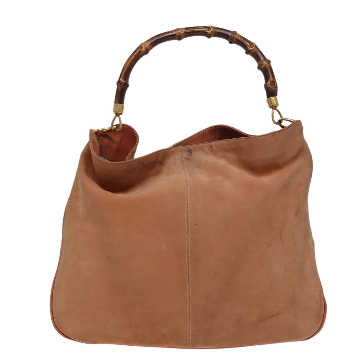 GUCCI Bamboo Shoulder Bag Suede 2way Beige 001 58 1577 77654