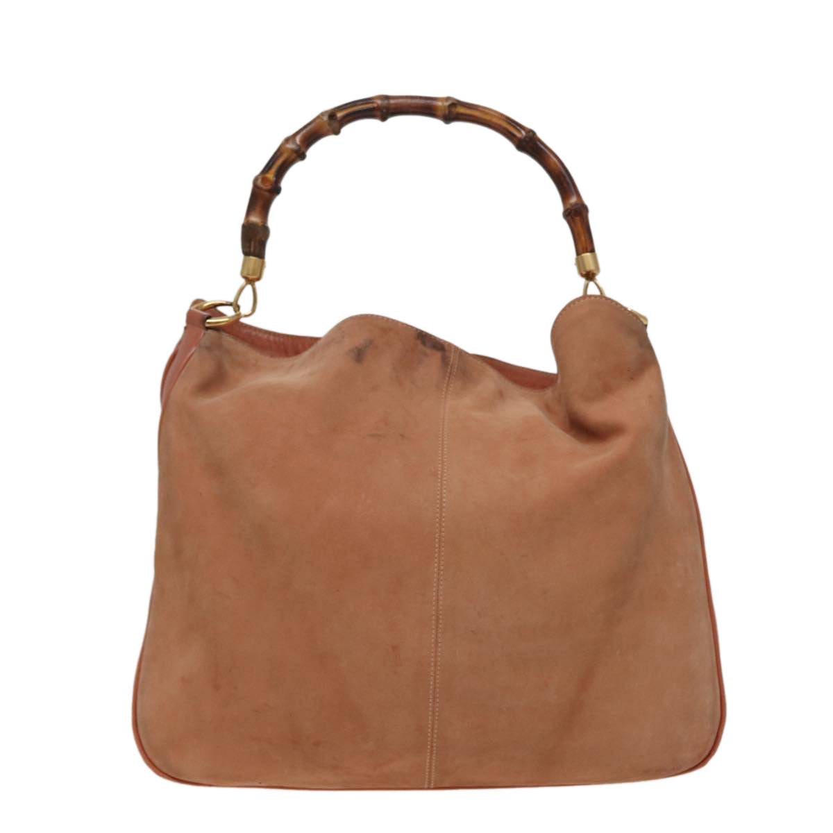 GUCCI Bamboo Shoulder Bag Suede 2way Beige 001 58 1577 77654