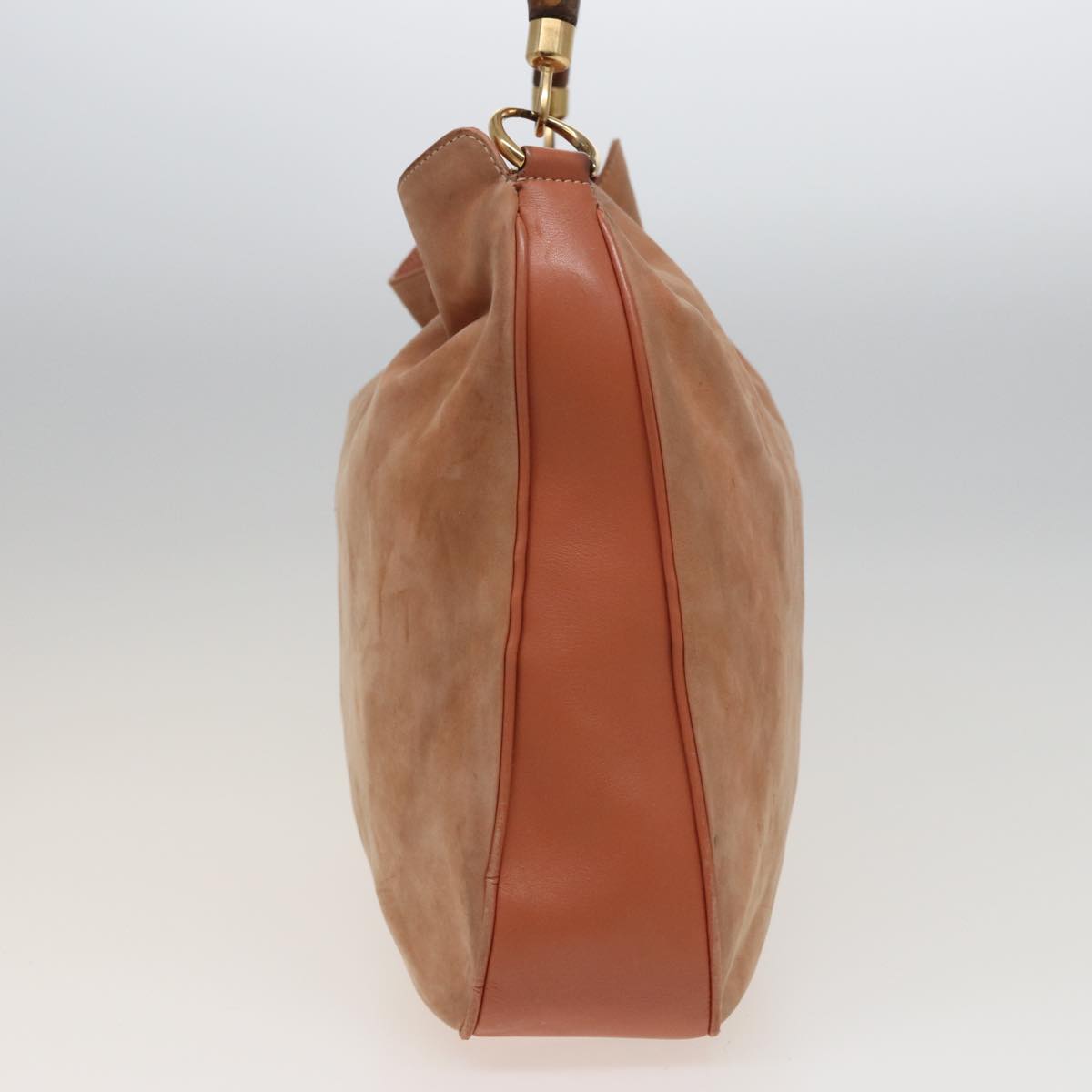GUCCI Bamboo Shoulder Bag Suede 2way Beige 001 58 1577 77654
