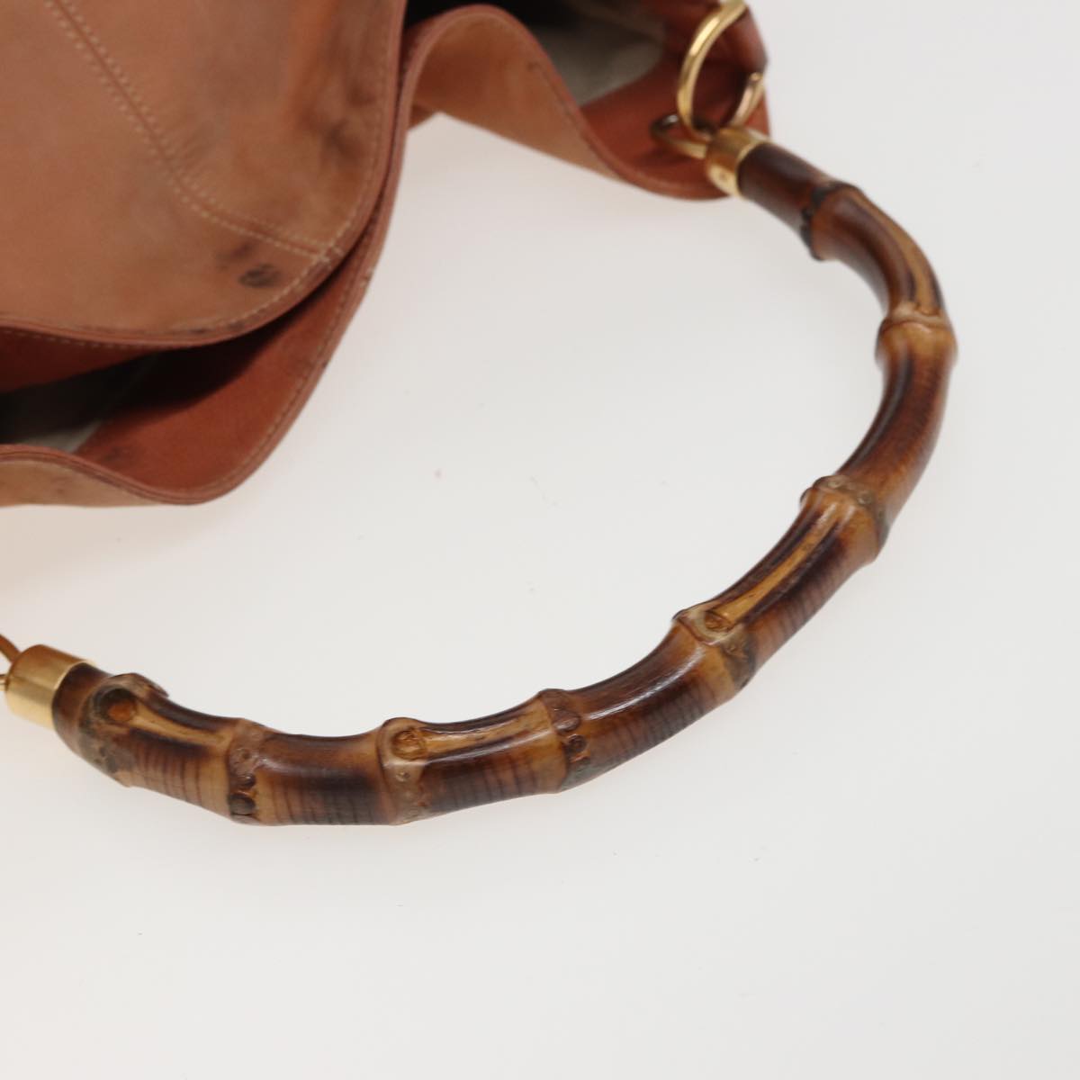 GUCCI Bamboo Shoulder Bag Suede 2way Beige 001 58 1577 77654