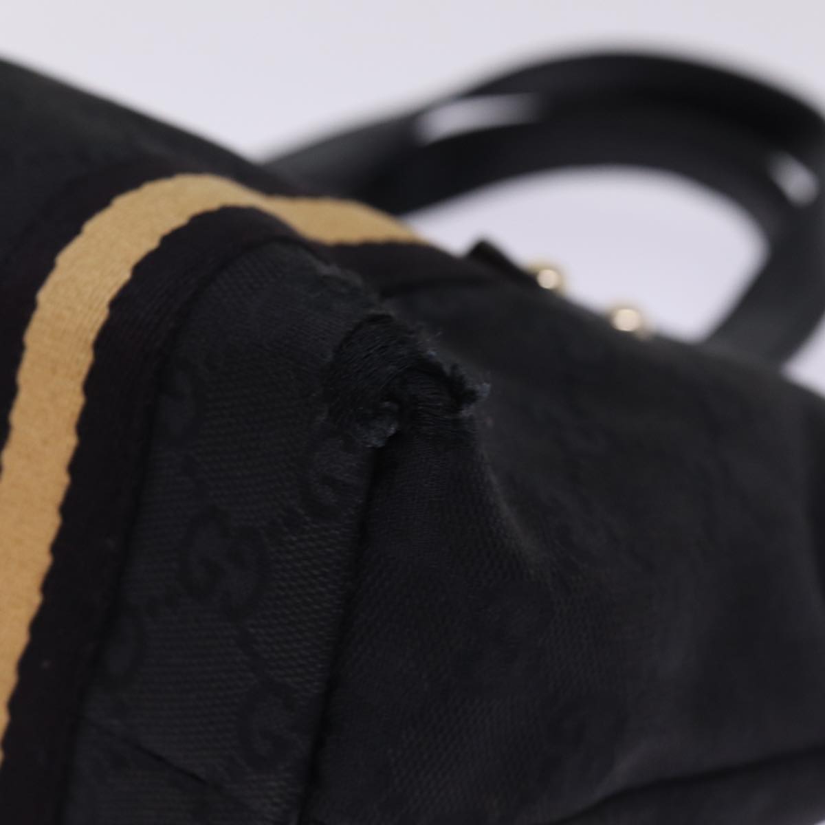 GUCCI GG Canvas Sherry Line Tote Bag Black White 139261 77661