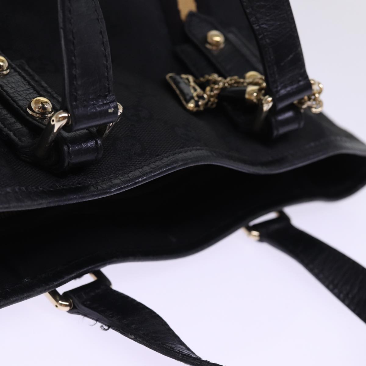 GUCCI GG Canvas Sherry Line Tote Bag Black White 139261 77661