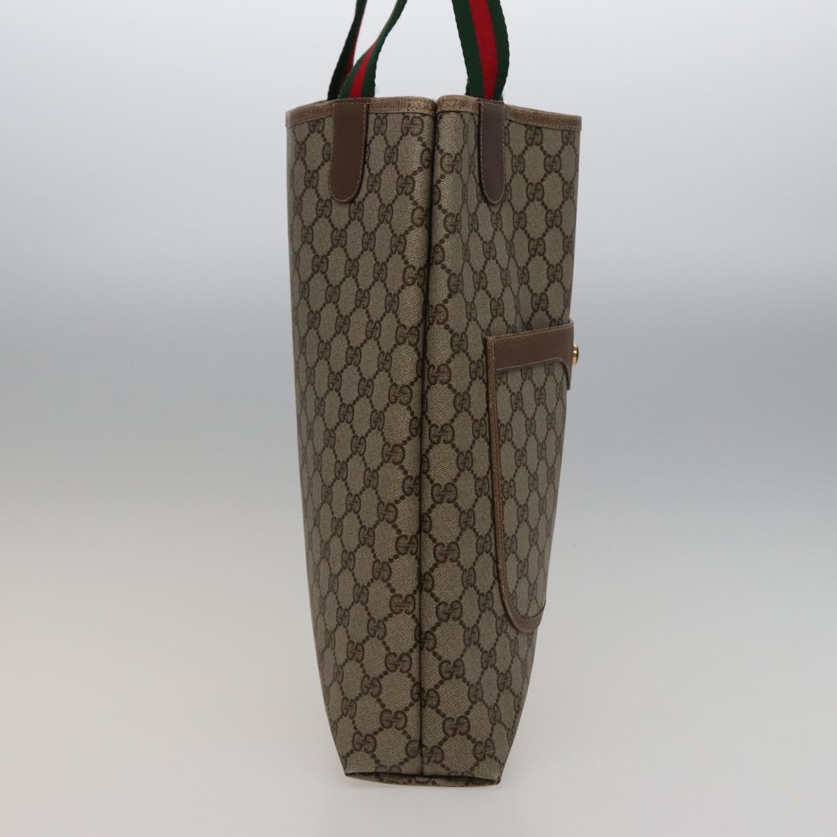GUCCI GG Supreme Web Sherry Line Tote Bag PVC Beige Red 39 02 003 77664