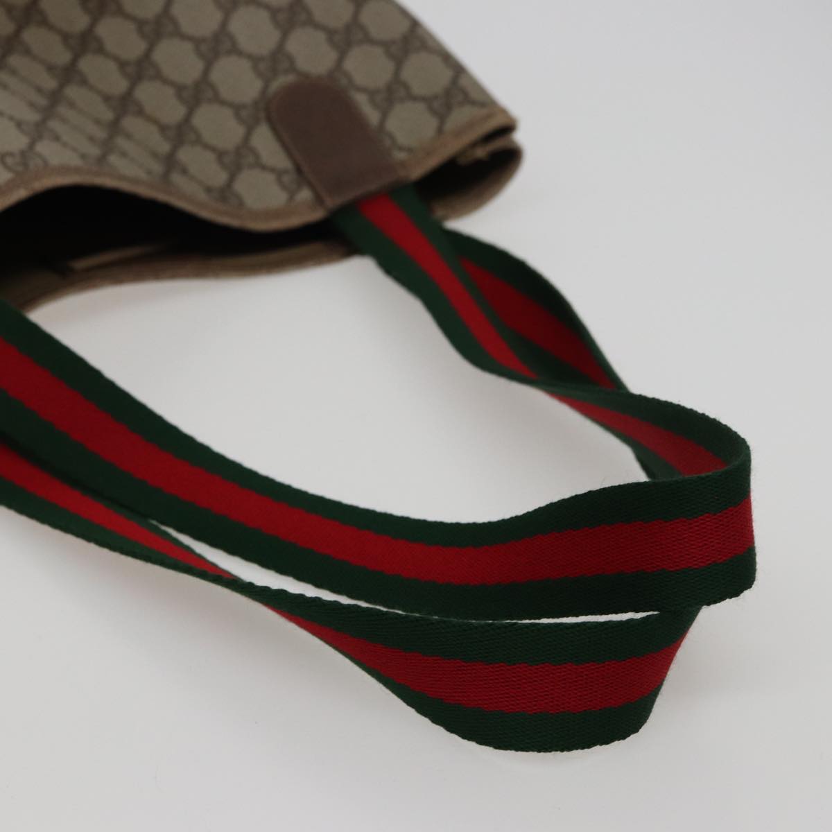 GUCCI GG Supreme Web Sherry Line Tote Bag PVC Beige Red 39 02 003 77664