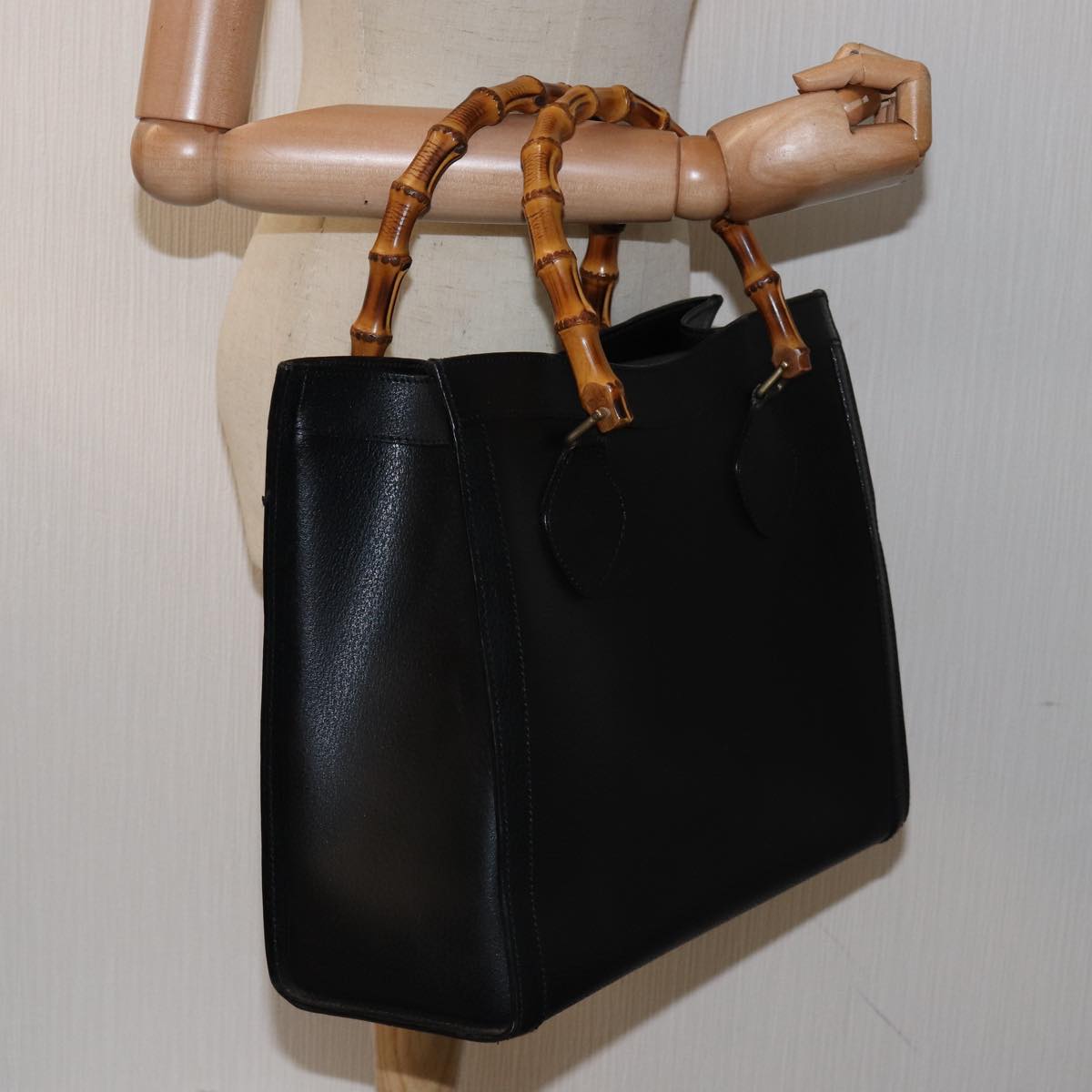 GUCCI Bamboo Hand Bag Leather Black 002 2853 0260 0 77668