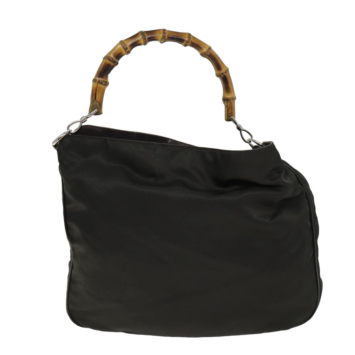 GUCCI Bamboo Shoulder Bag Nylon 2way Khaki 001 2404 1577 77677