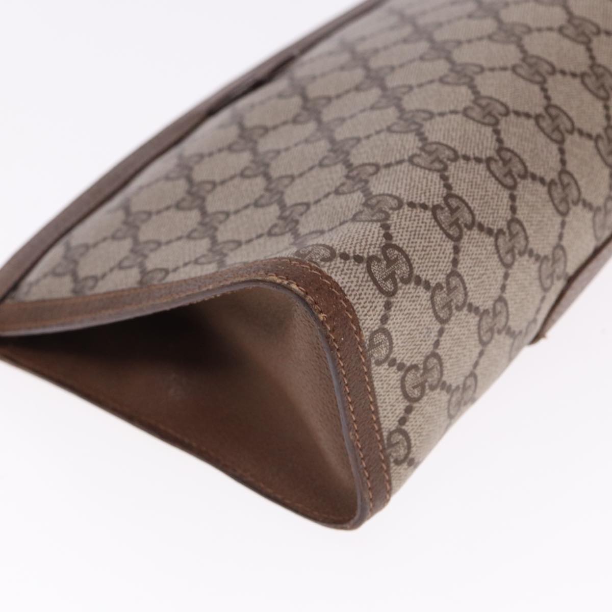 GUCCI GG Supreme Web Sherry Line Clutch Bag PVC Beige Red 89 01 033 77681