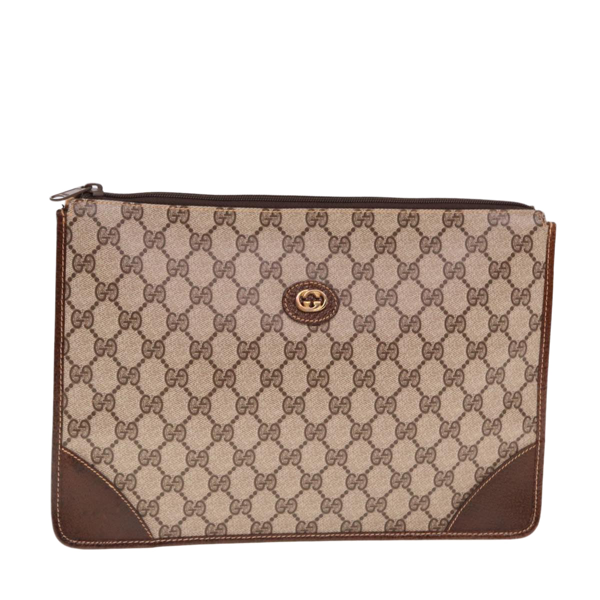 GUCCI GG Supreme Clutch Bag PVC Beige 40 01 029 77682