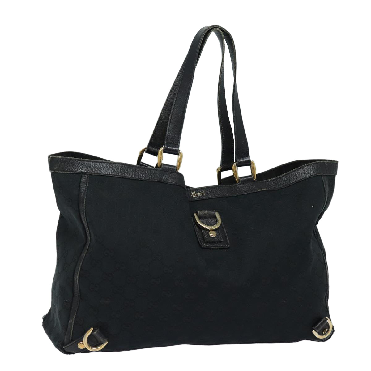 GUCCI GG Canvas Abbey Tote Bag Black 141472 77688