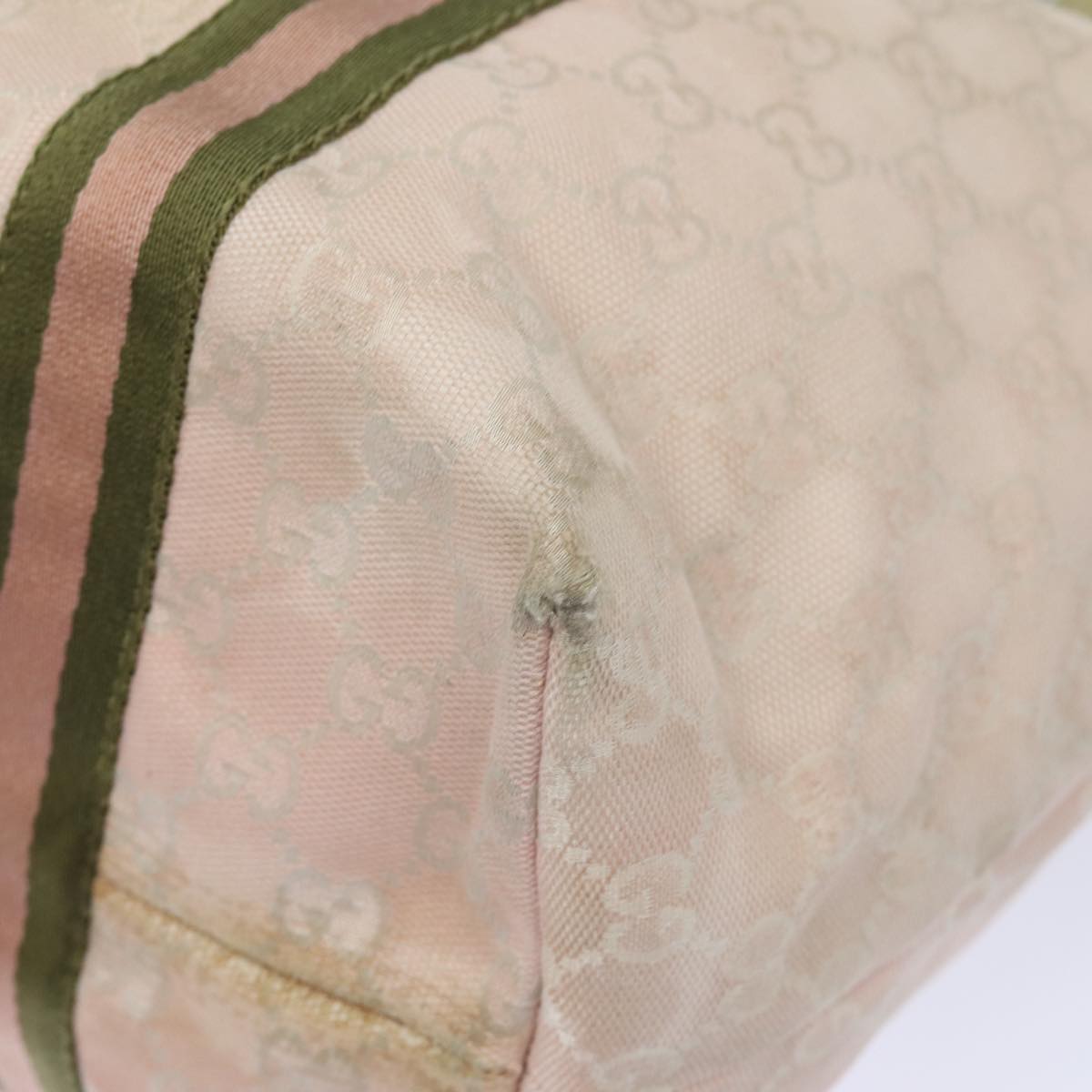 GUCCI GG Canvas Sherry Line Tote Bag Khaki Pink 139260 77690