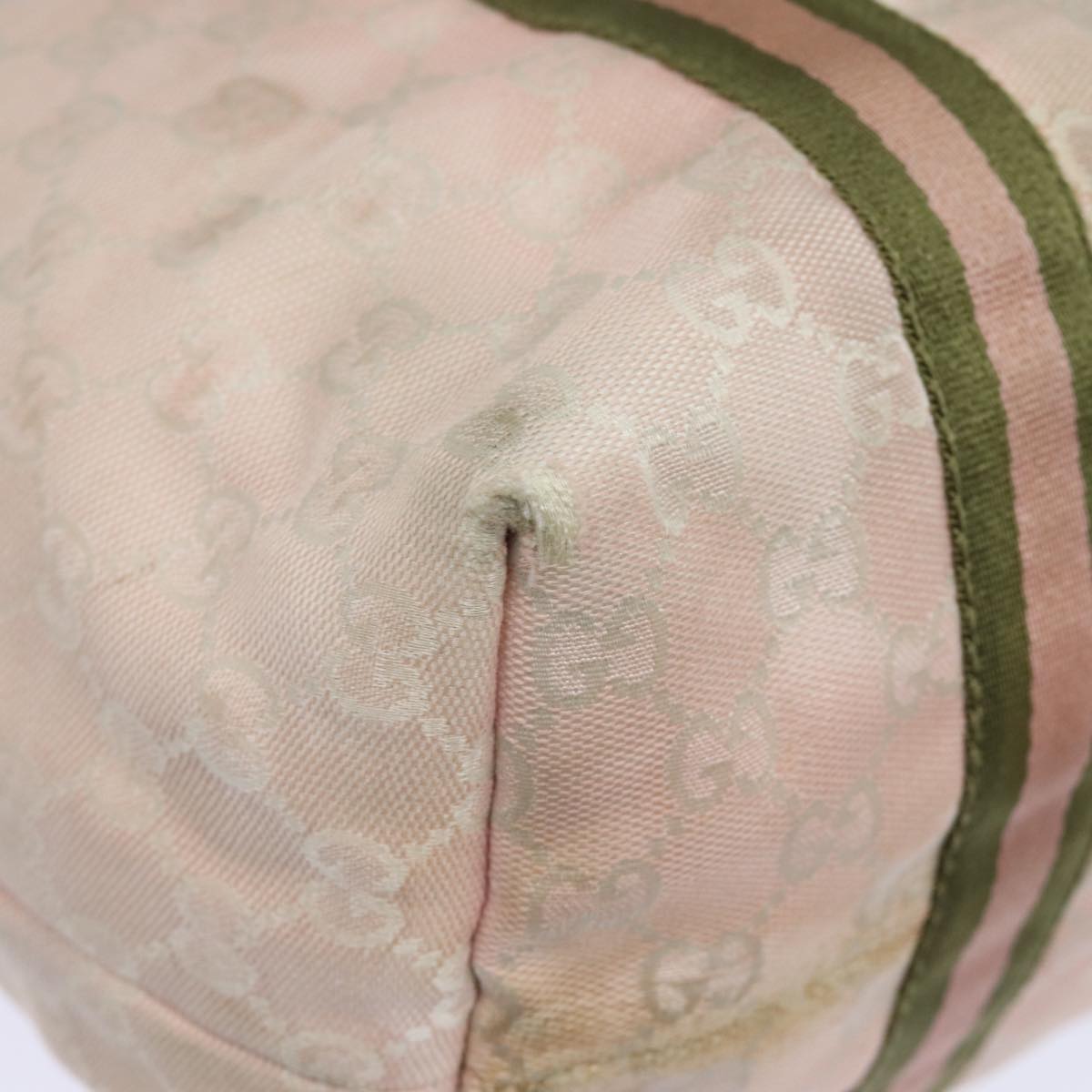GUCCI GG Canvas Sherry Line Tote Bag Khaki Pink 139260 77690