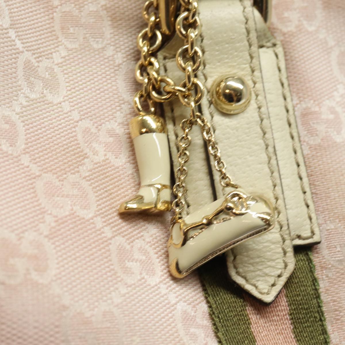 GUCCI GG Canvas Sherry Line Tote Bag Khaki Pink 139260 77690