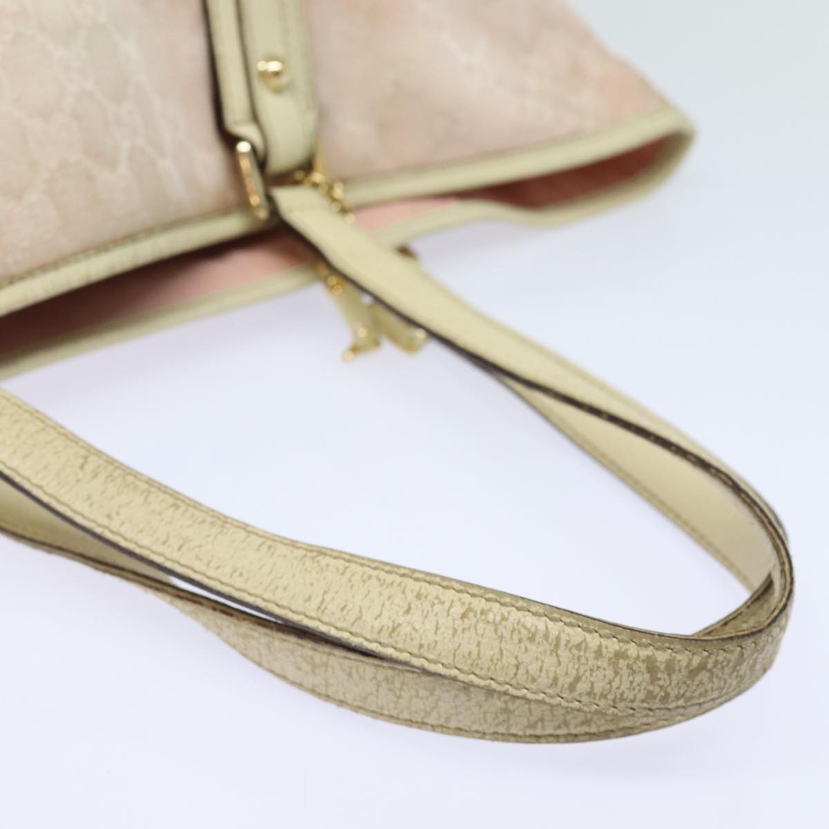 GUCCI GG Canvas Sherry Line Tote Bag Khaki Pink 139260 77690