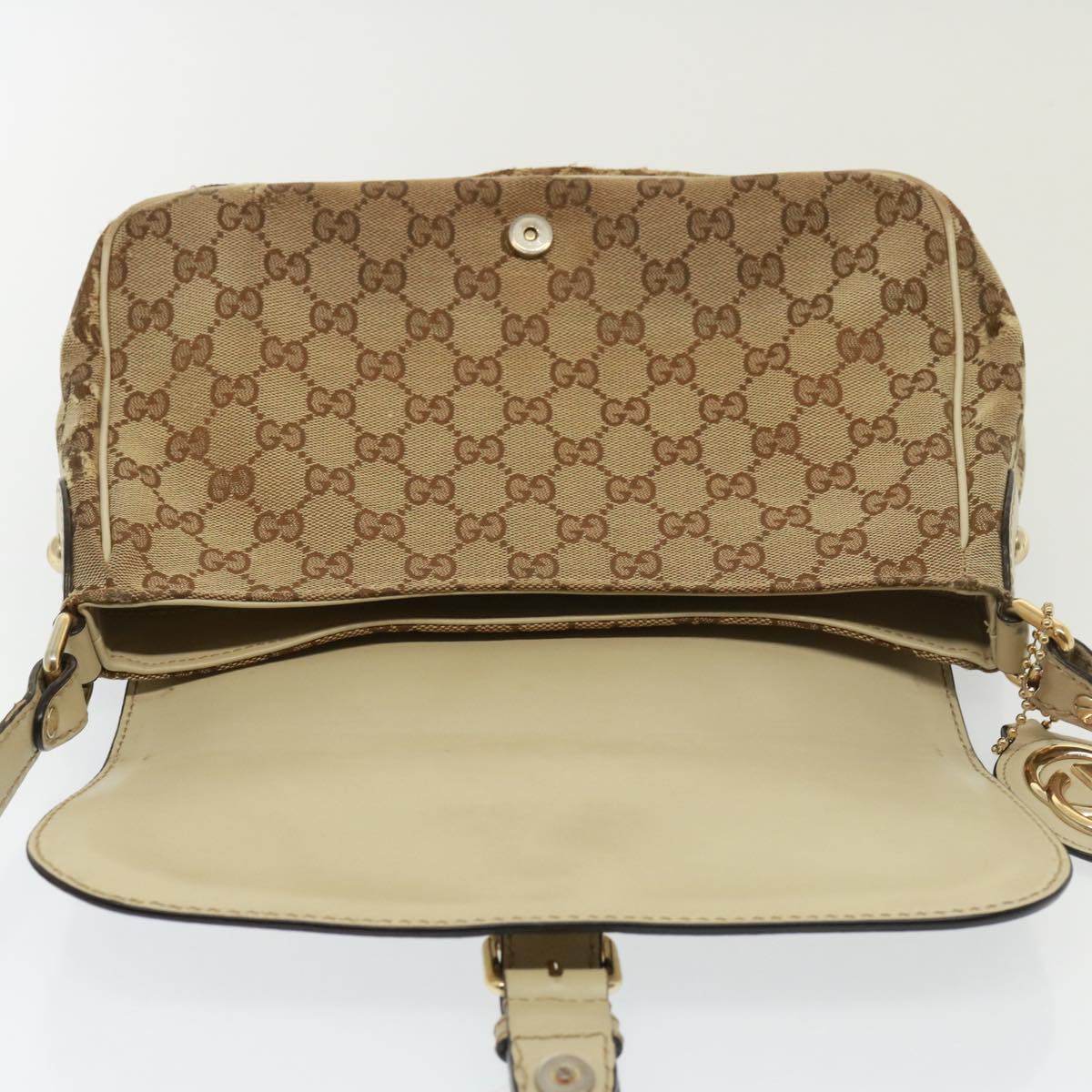 GUCCI GG Canvas Shoulder Bag Beige 308452 77733