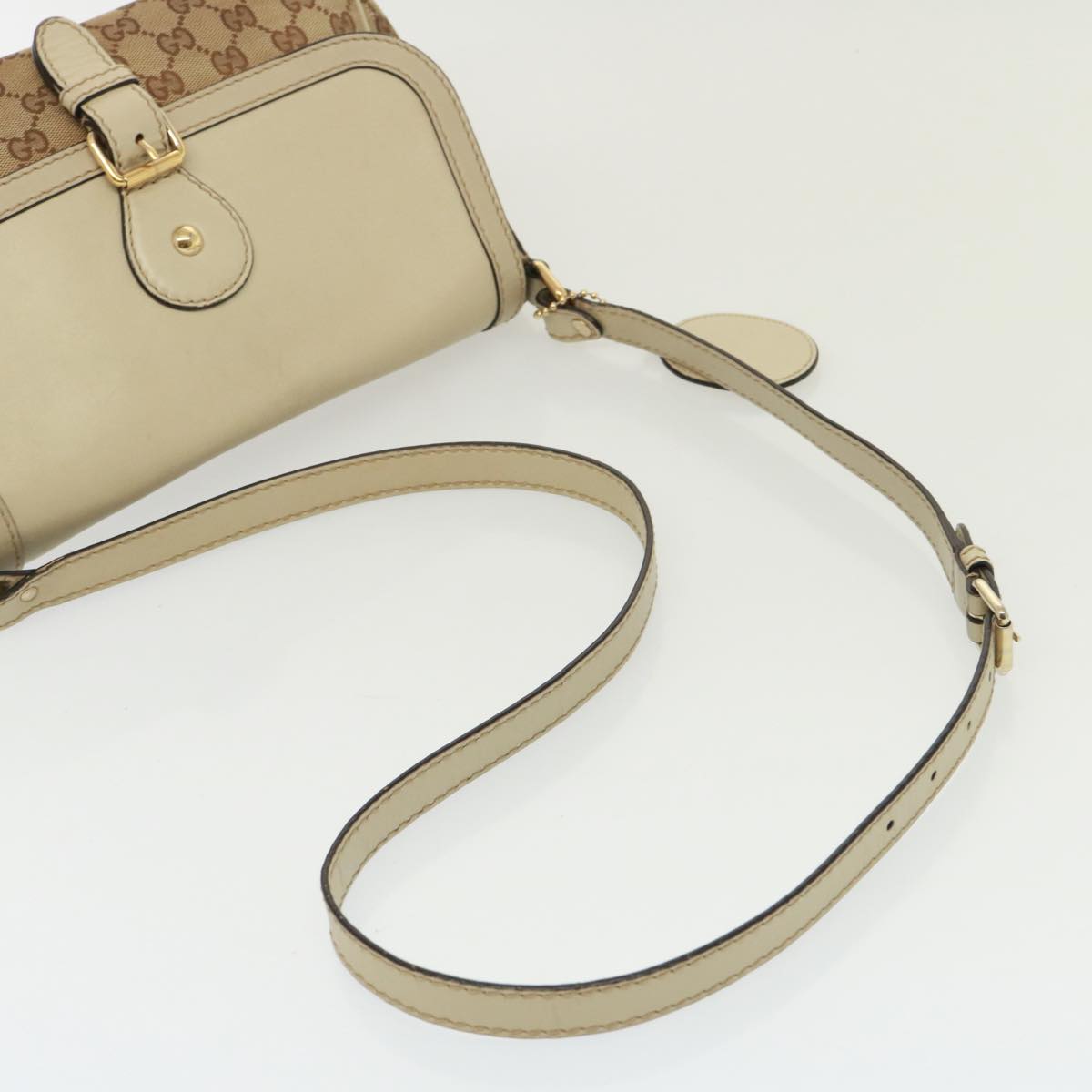 GUCCI GG Canvas Shoulder Bag Beige 308452 77733